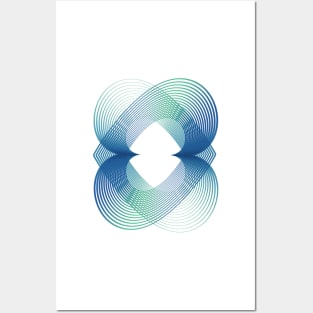 Geometric abstract blue Modern Posters and Art